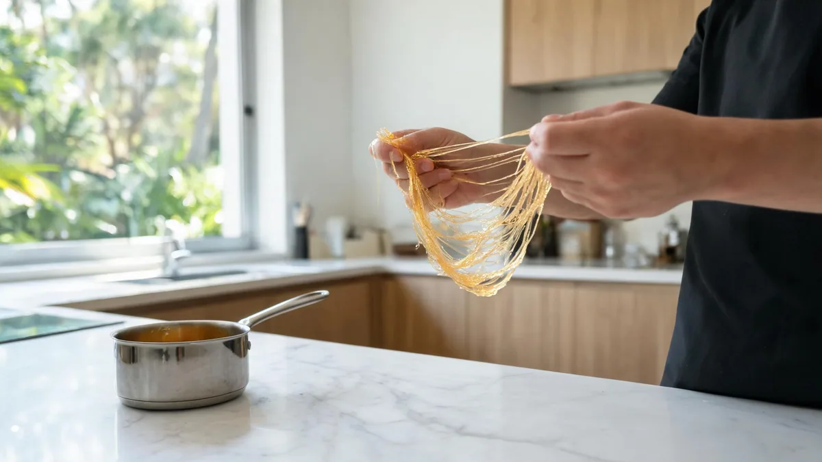 Craft food maker working on a marble worktop