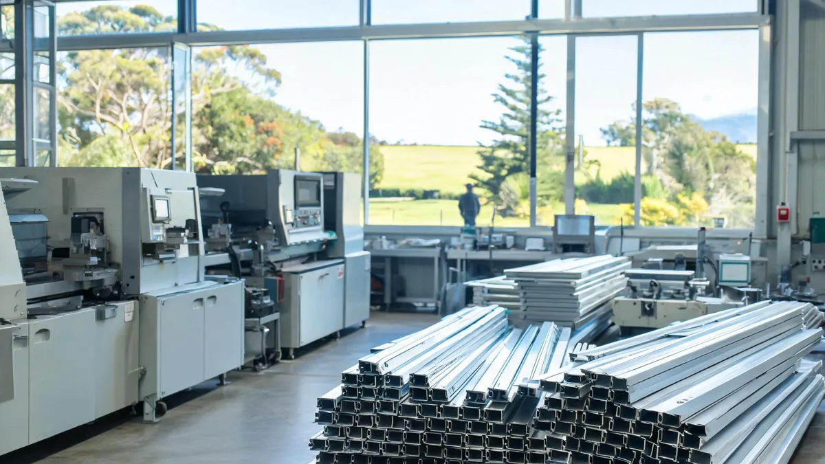 Factory floor producing aluminium awnings