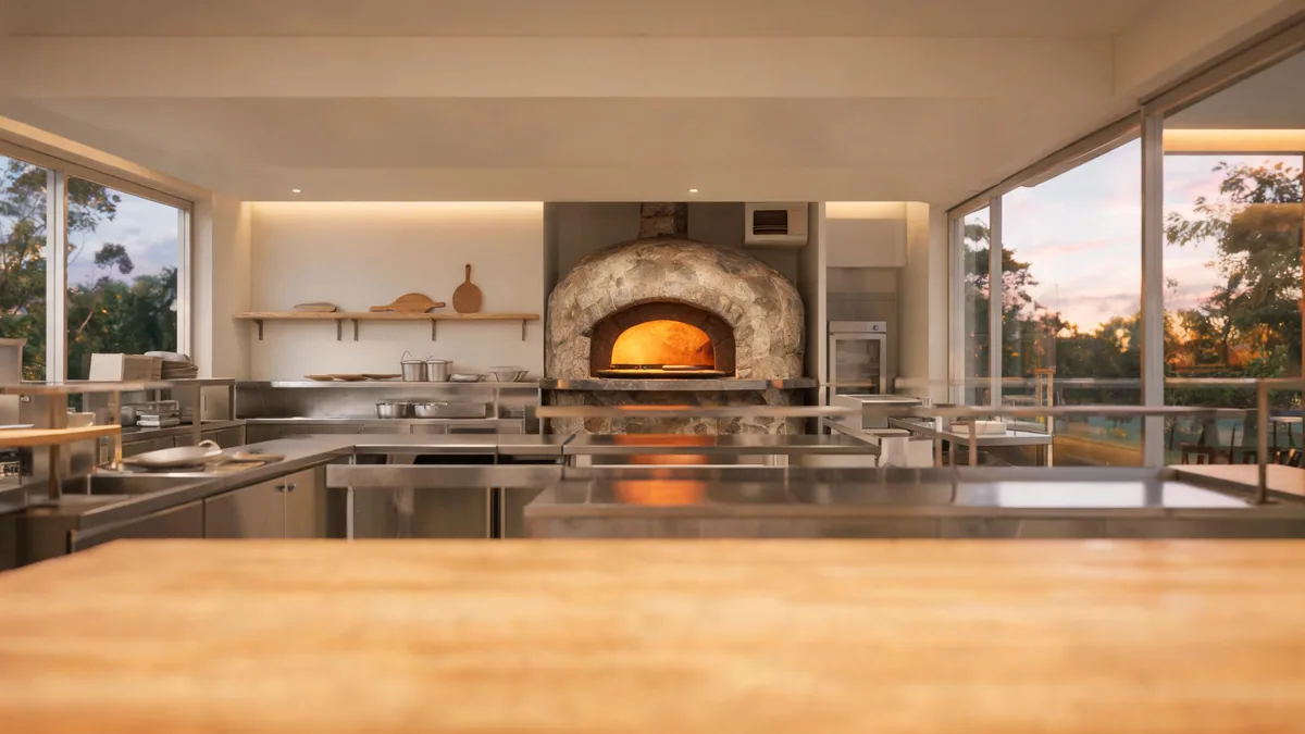 Neighbourhood pizza restaurant interior